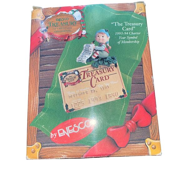Enesco Treasury Ornament 1993 The Treasury Card Membership Elf Gilmore Design - Picture 1 of 6